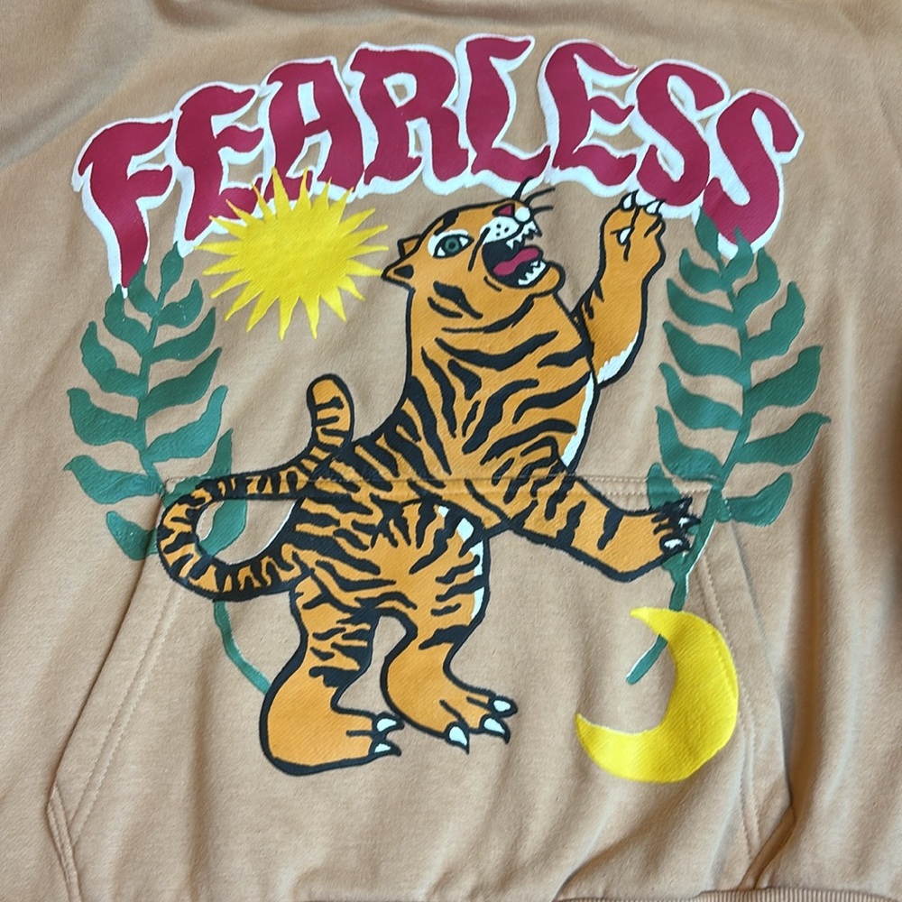 Reason Men's Khaki Fearless Tape Trip Graphic Print Tiger Hoodie Size medium - Picture 3 of 11
